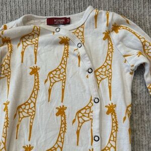 Milkbarn Giraffe Footed Sleeper 3-6M Organic Cotton Baby Pajamas